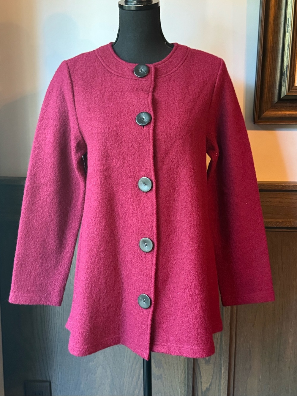 Monterey Bay Vintage 100% Wool Swing Jacket Burgundy small Euc